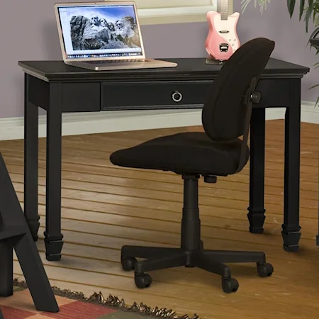 One Drawer Table Desk with Carved Tapered Legs